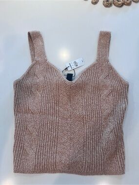 Express Cable Knit V-Neck Sweater Tank Size L